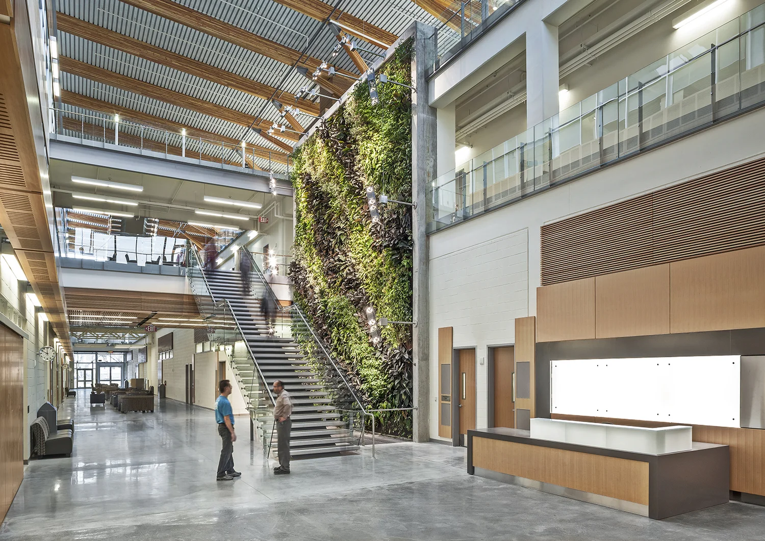 Completed University of Windsor interior featured by Termobuild, with exposed concrete and a daylit atrium