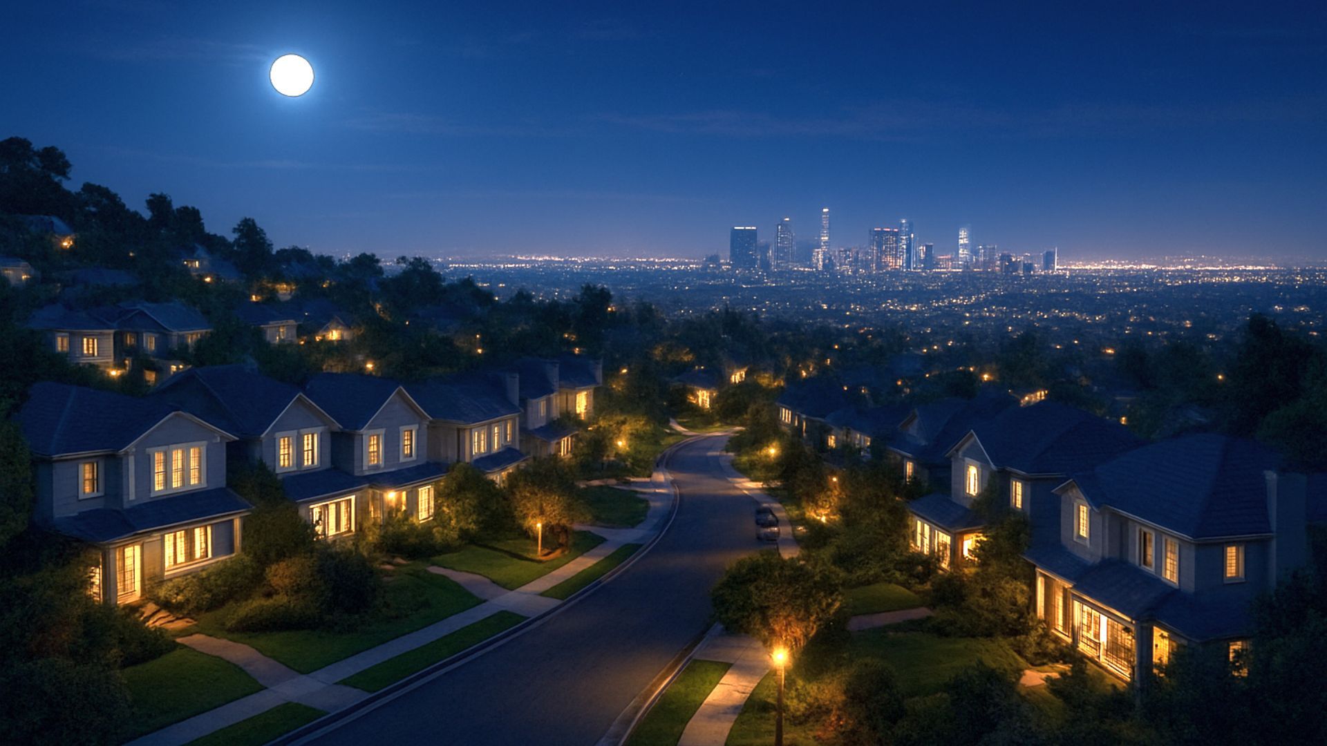 Residential community at night