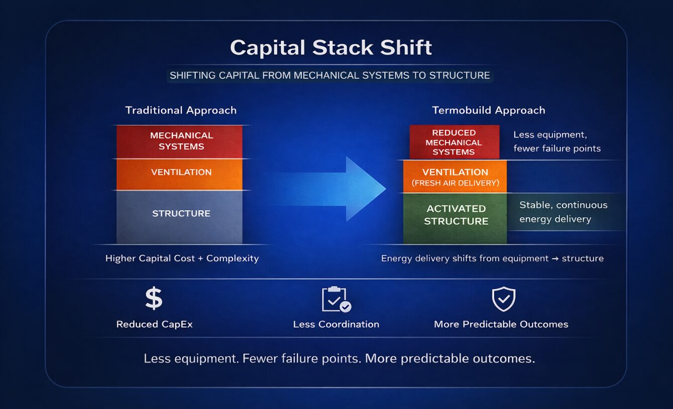 Capital stack shift from mechanical systems to activated structure